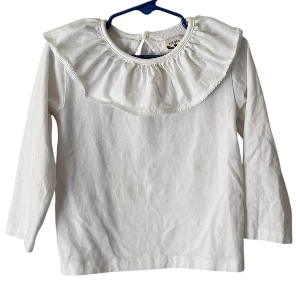 The Oaks Apparel Kids White Ruffled Top Size 3 Year